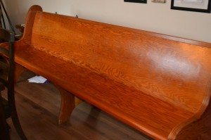 church pew before painting