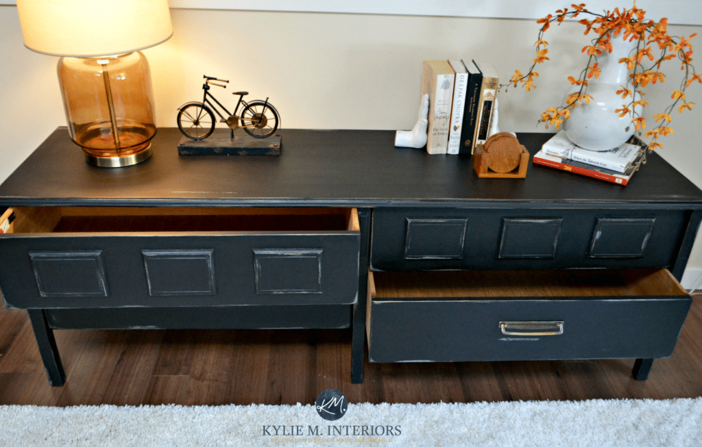 How to paint and distress wood furniture. Example on retro, mid century dresser