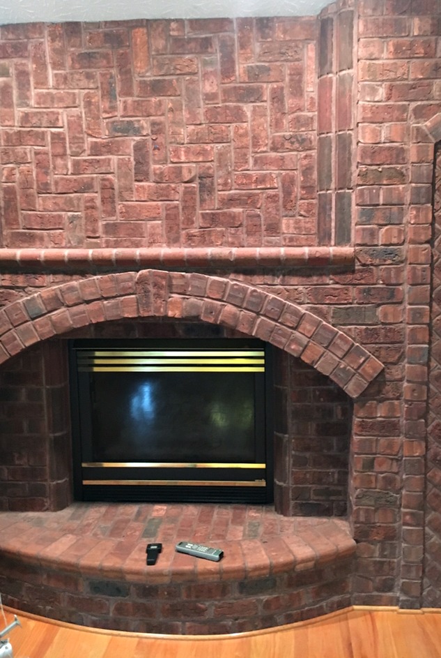 Best paint colours for brick fireplace that has pink