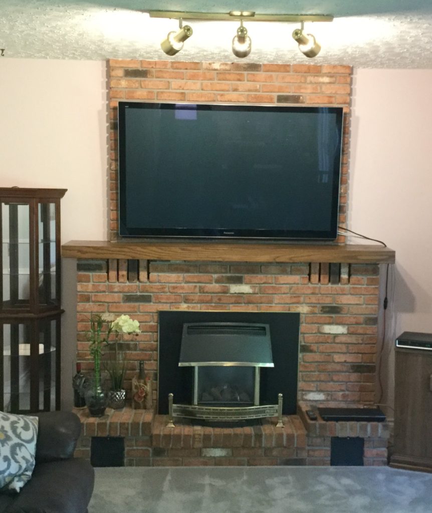 Best paint colours for pink brick fireplace