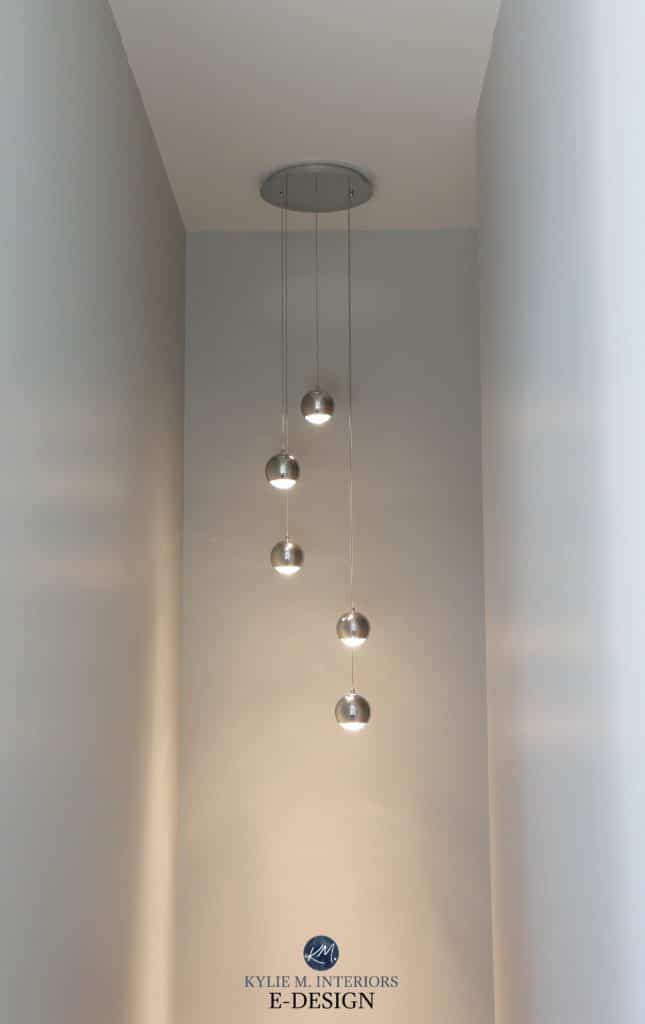 Pretty pendant lights hanging in stairwell. Kylie M INteriors Edesign