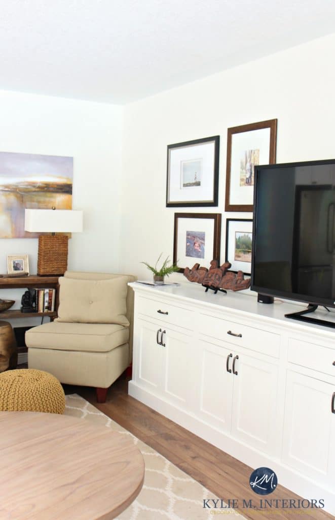 Sherwin Williams Creamy is a light paint colour to brighten a room and make it feel warmer and bigger. In living room