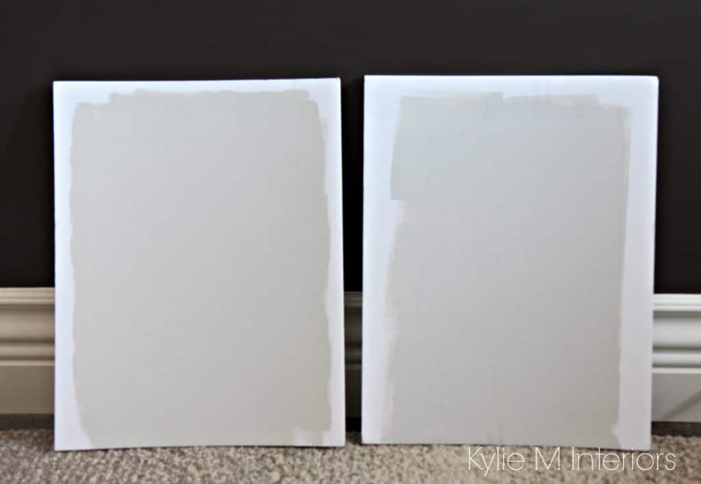 How to compare paint colours. Sherwin Williams Agreeable Gray and Repose Gray samples by Kylie M Interiors