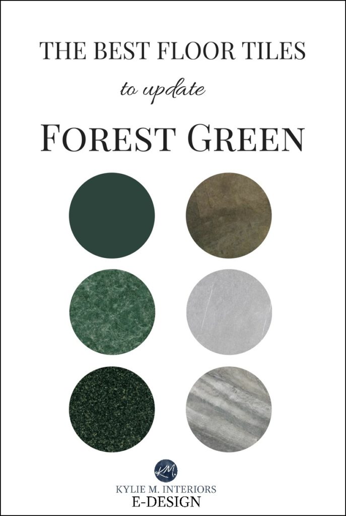 Forest green bathroom, kitchen, tile update ideas. Kylie M E-design, Interior decorating, online paint color expert