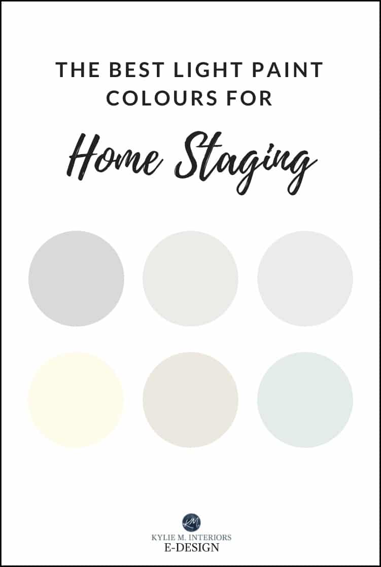 The best light paint colours for home staging or selling a home. Kylie M Interiors Edesign, online paint colour consulting and diy decor blogger
