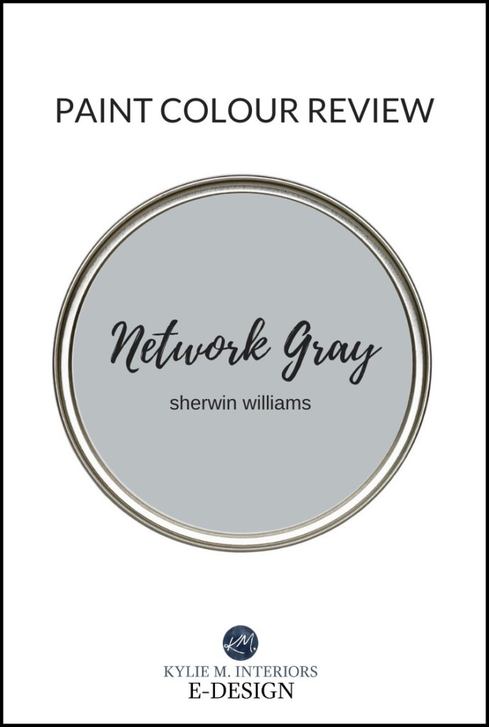 Paint colour review, best gray blue paint colour, Sherwin Williams Network Gray. Kylie M Interiors Edesign, online paint colour consultant