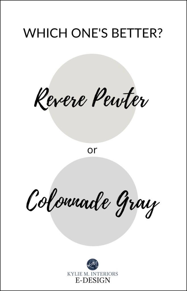 Whats the difference between Benjamin Moore Revere Pewter and Sherwin Williams Colonnade Gray. Paint colour review. Kylie M Interiors Edesign, online virtual paint color consultant and blogger