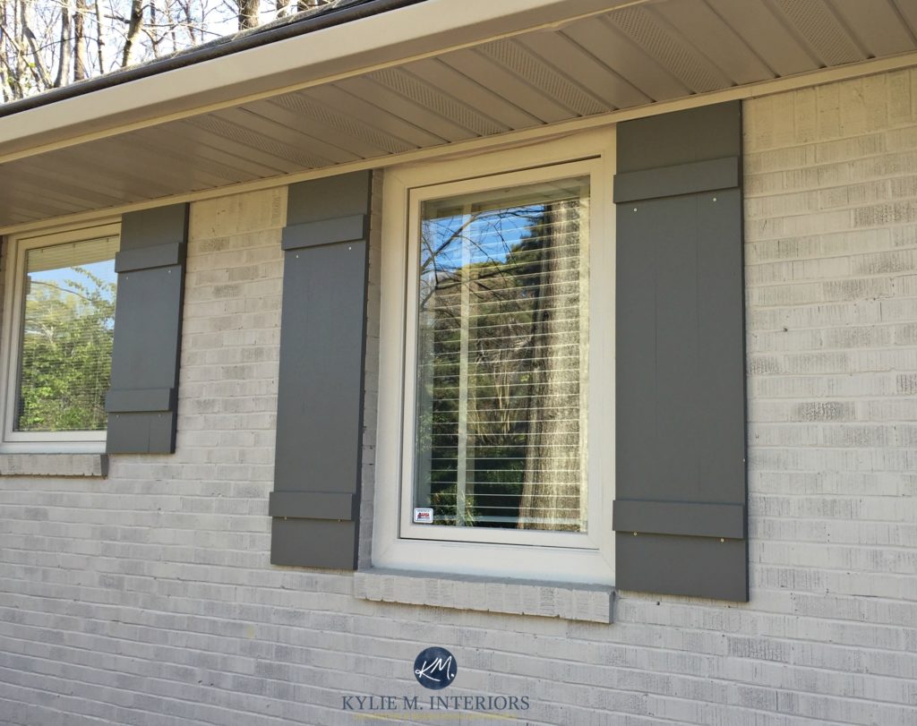 Beige windows, painted brick, Mindful Gray. Kylie M E-design