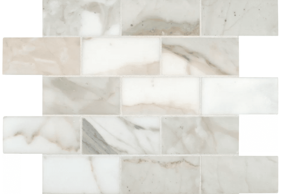 marble backsplash tile to update a forest green kitchen or bathroom