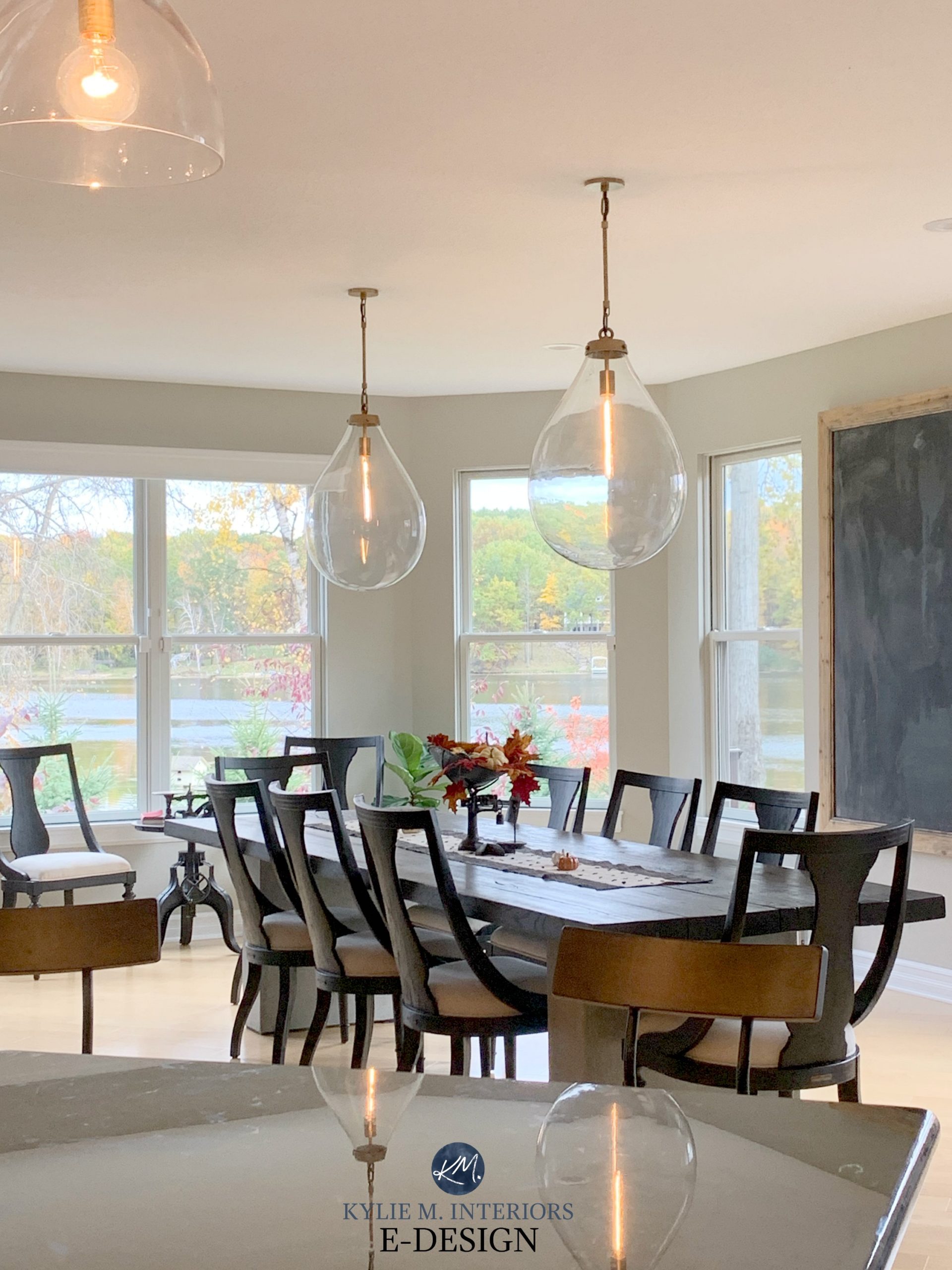 Benjamin Moore Revere Pewter In Dining Room With Dark Wood Furniture And Pendant Lights Best Warm Gray Kylie M Interiors Edesign Client Photo Decorating Blog,Three Bedroom Townhomes For Sale Near Me