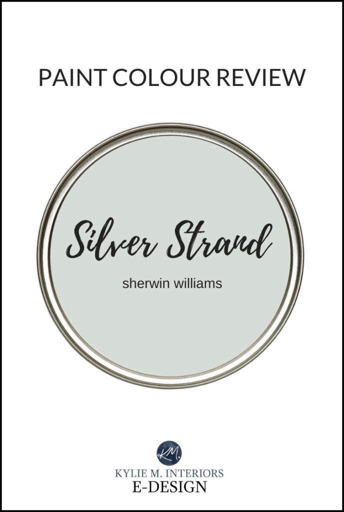 Best blue green gray blend paint colour, Sherwin William Silver Strand, a popular cool neutral. Kylie M Interiors Edesign, online paint color consulting services