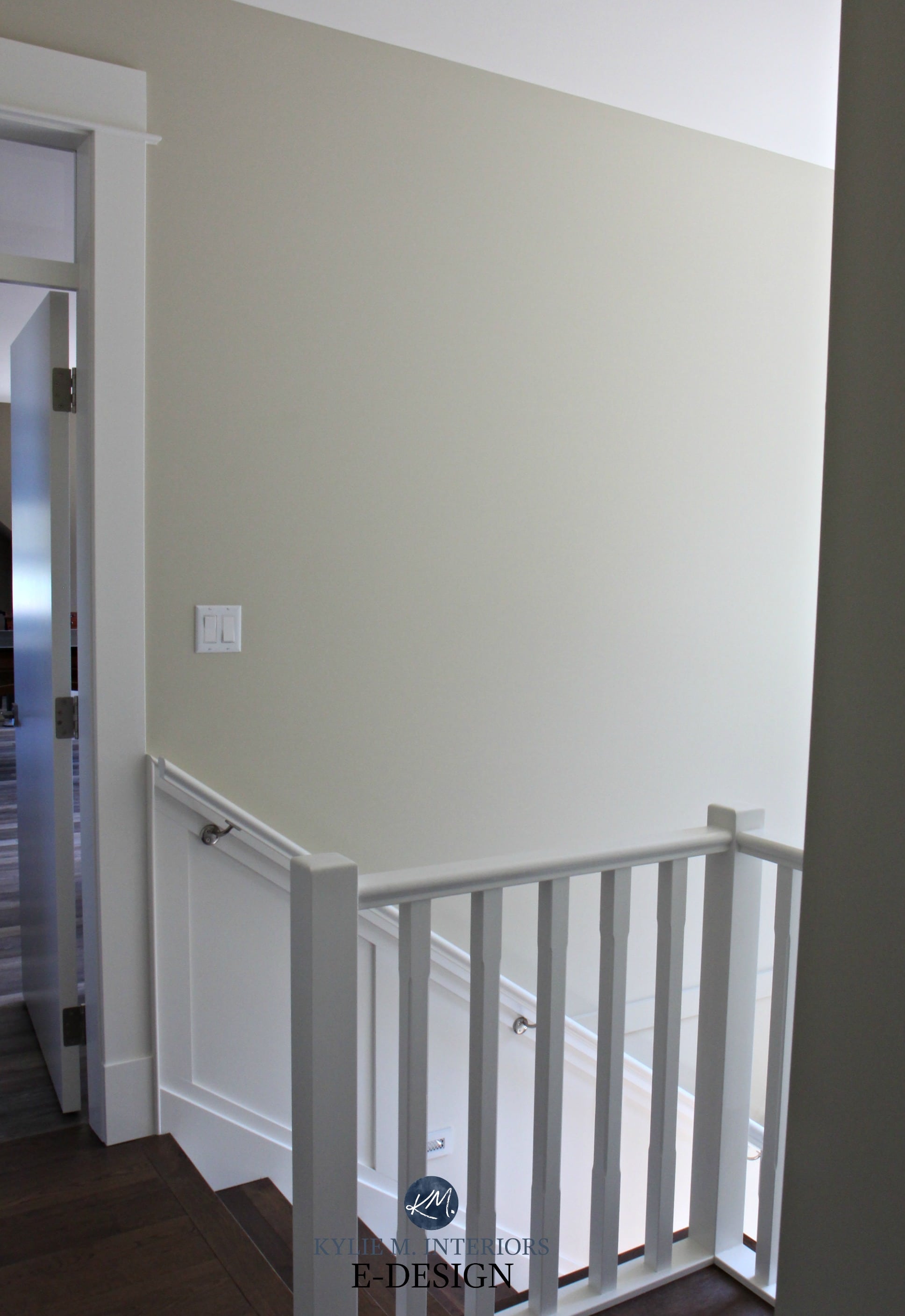 Sherwin Williams Wool Skein, south facing stairwell