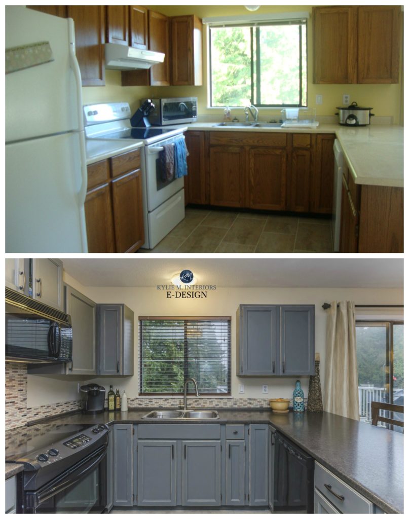 Kitchen Update Ideas Painted Cabinets, Grey Painted Cabinets Before And After