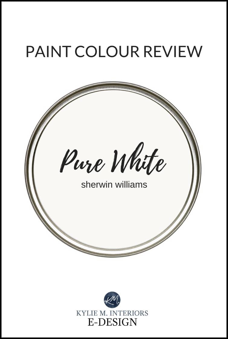 Paint colour review of the most popular white paint colour, Sherwin Williams Pure White. Best paint color reviews by Kylie M Interiors Edesign, online virtual paint consulting