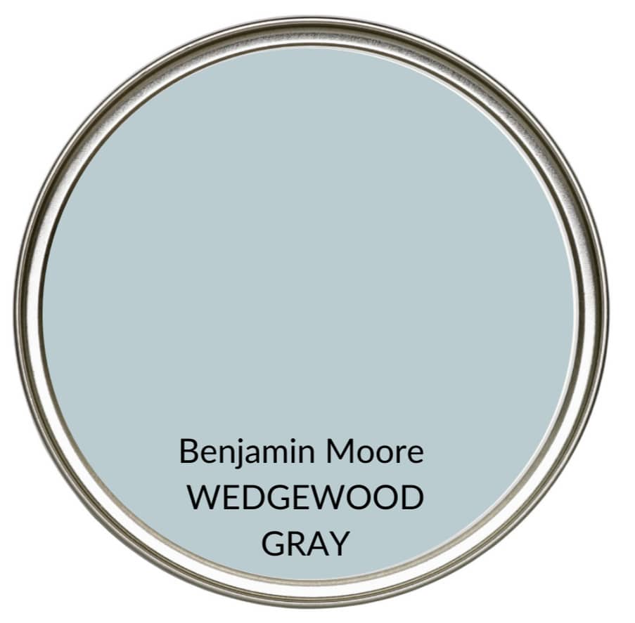 Best farmhouse country blue gray paint colour, Benjamin Moore Wedgewood Gray. Kylie M Interiors, Edesign, online color consulting and advice blogger