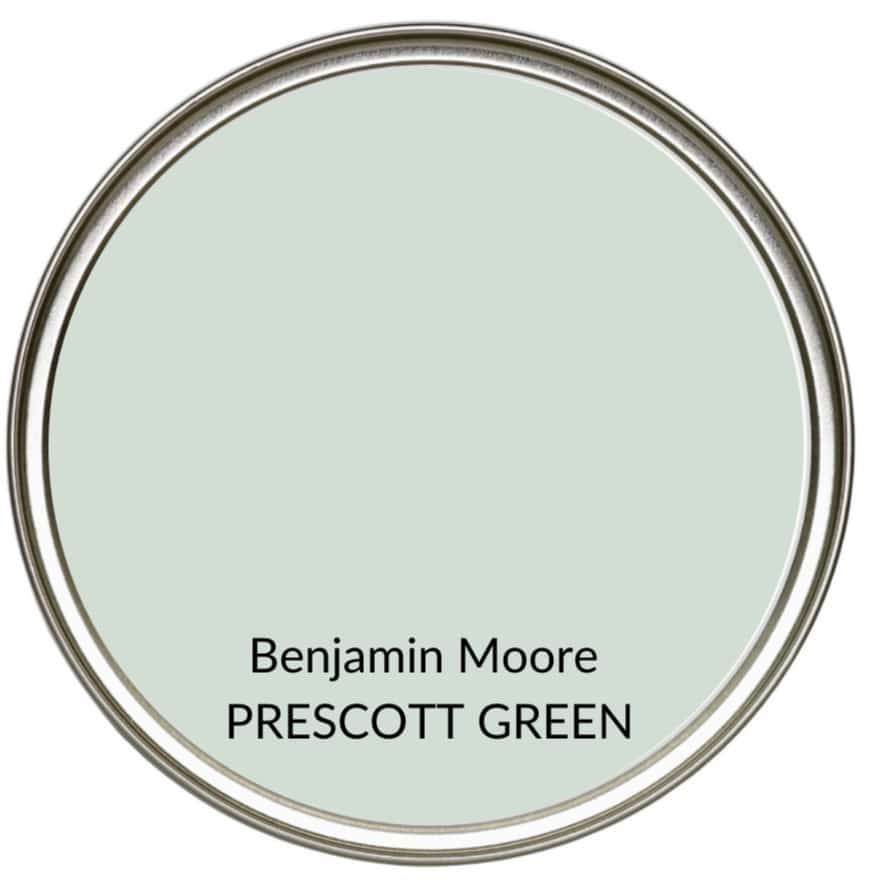 Best farmhouse country green paint colour, Benjamin Moore Prescott Green, sage. Kylie M Interiors, Edesign, online color consulting and advice blogger (1)
