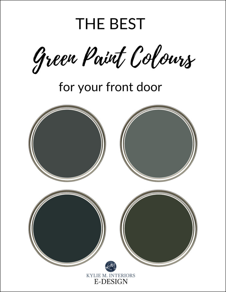 The best green front door paint colours. Benjamin and Sherwin. Kylie M Interiors Edesign, online paint colour virtual consultant