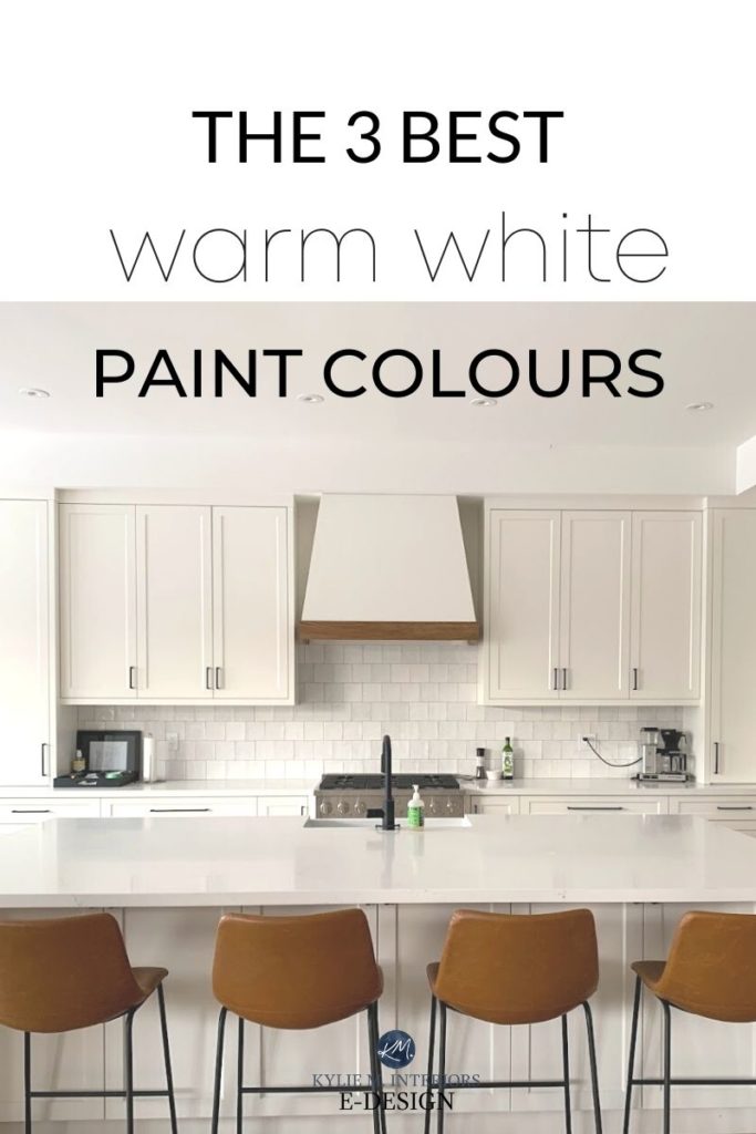 The best, most popular warm white paint colours, Benjamin Moore, White Dove, Simply White, Cloud White. Kylie M Interiors Edesign