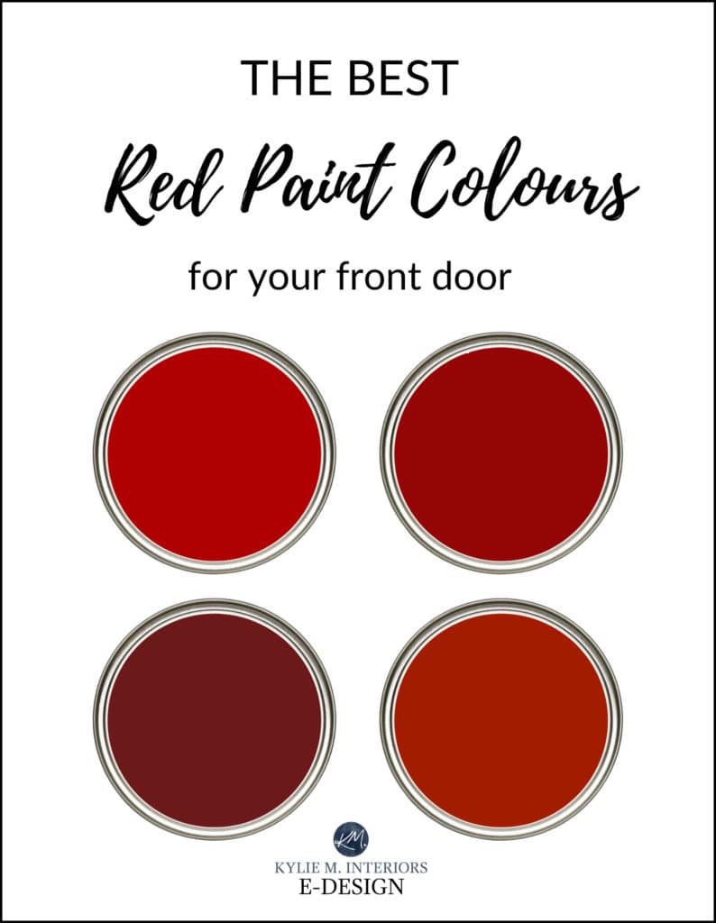 The best red, burgundy and brick paint colors for front door. Kylie M Interiors Edesign, online paint colour consulting blog