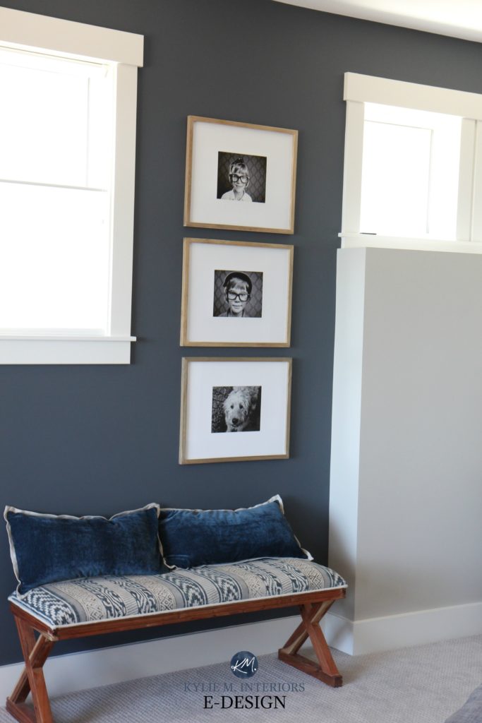 Benjamin Moore Anchor Gray with Collonade Gray, best navy blue paint colour. Kylie M Interiors Edesign, online paint color consultant and blog