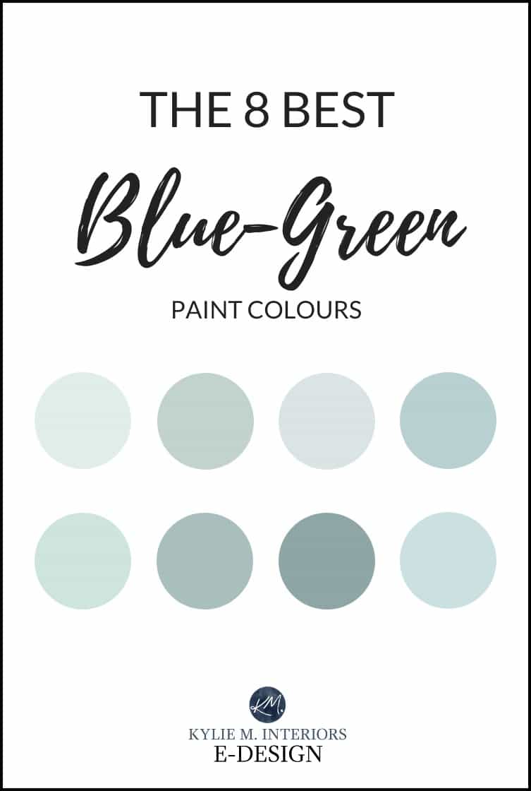 The best most popular blue green blend paint colours. Teal, turquoise but with gray. Kylie M Interiors Edesign, Benjamin Moore and Sherwin Williams paint colour advice