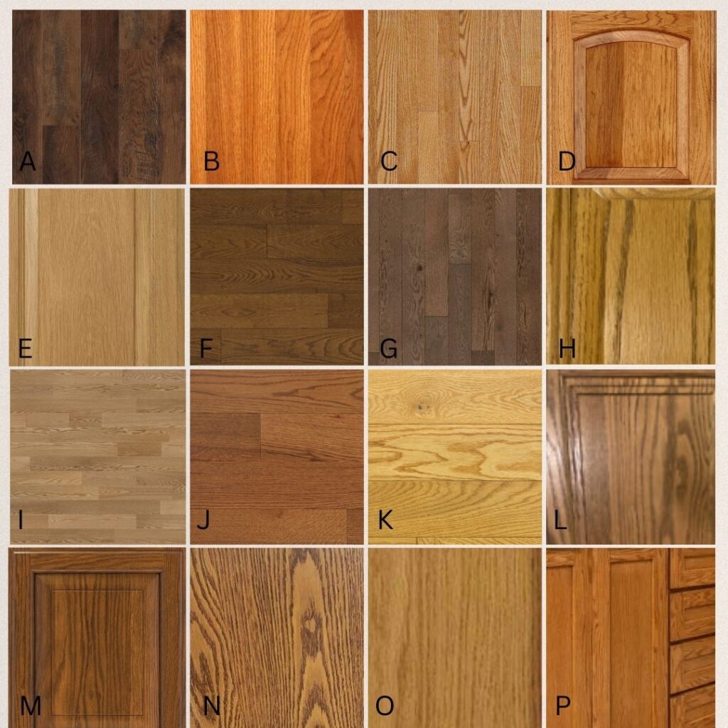 MIX AND MATCH COORDINATE WOOD TONES FLOORING, CABINETS, TRIM, FURNITURE WITH KYLIE M, WHITE OAK, RED OAK