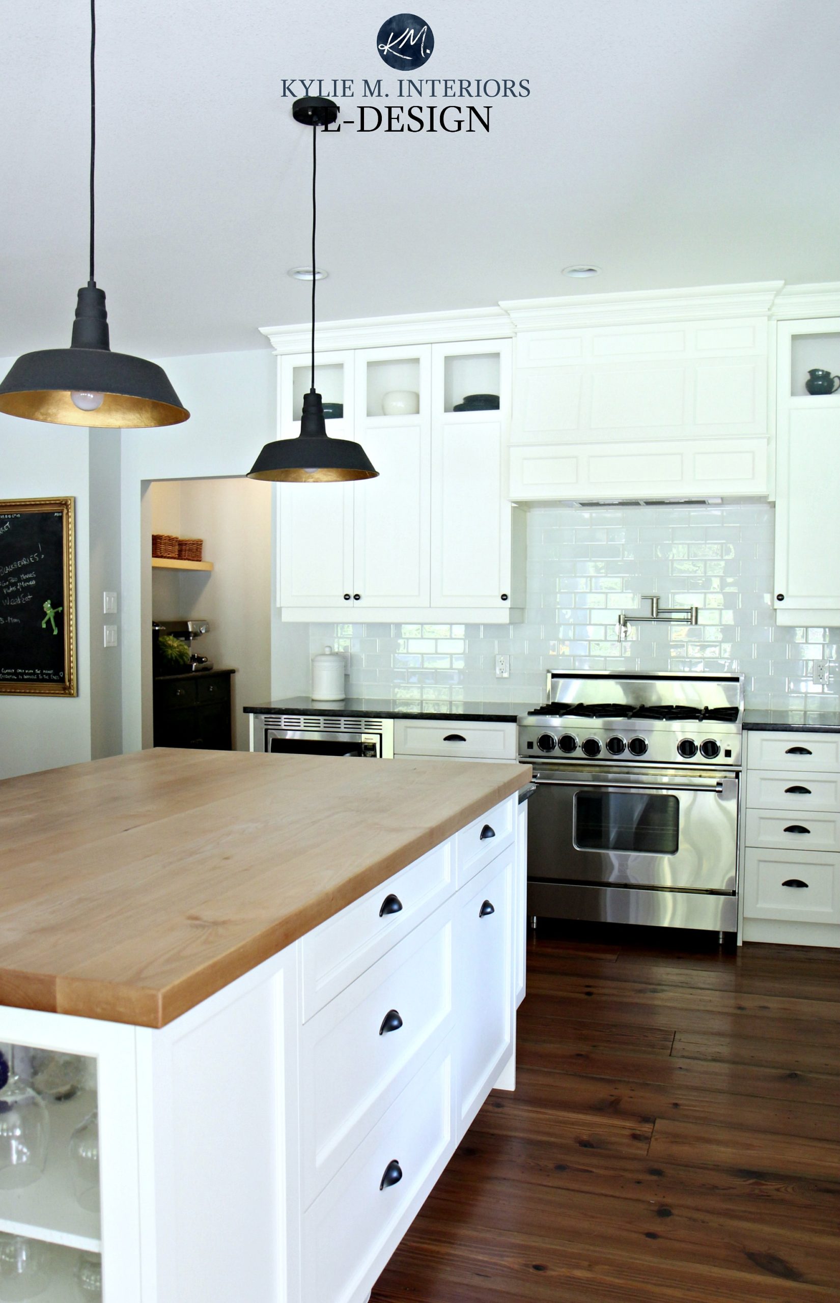 Modern Farmhouse country style kitchen, Cloud White cabinets, black ...