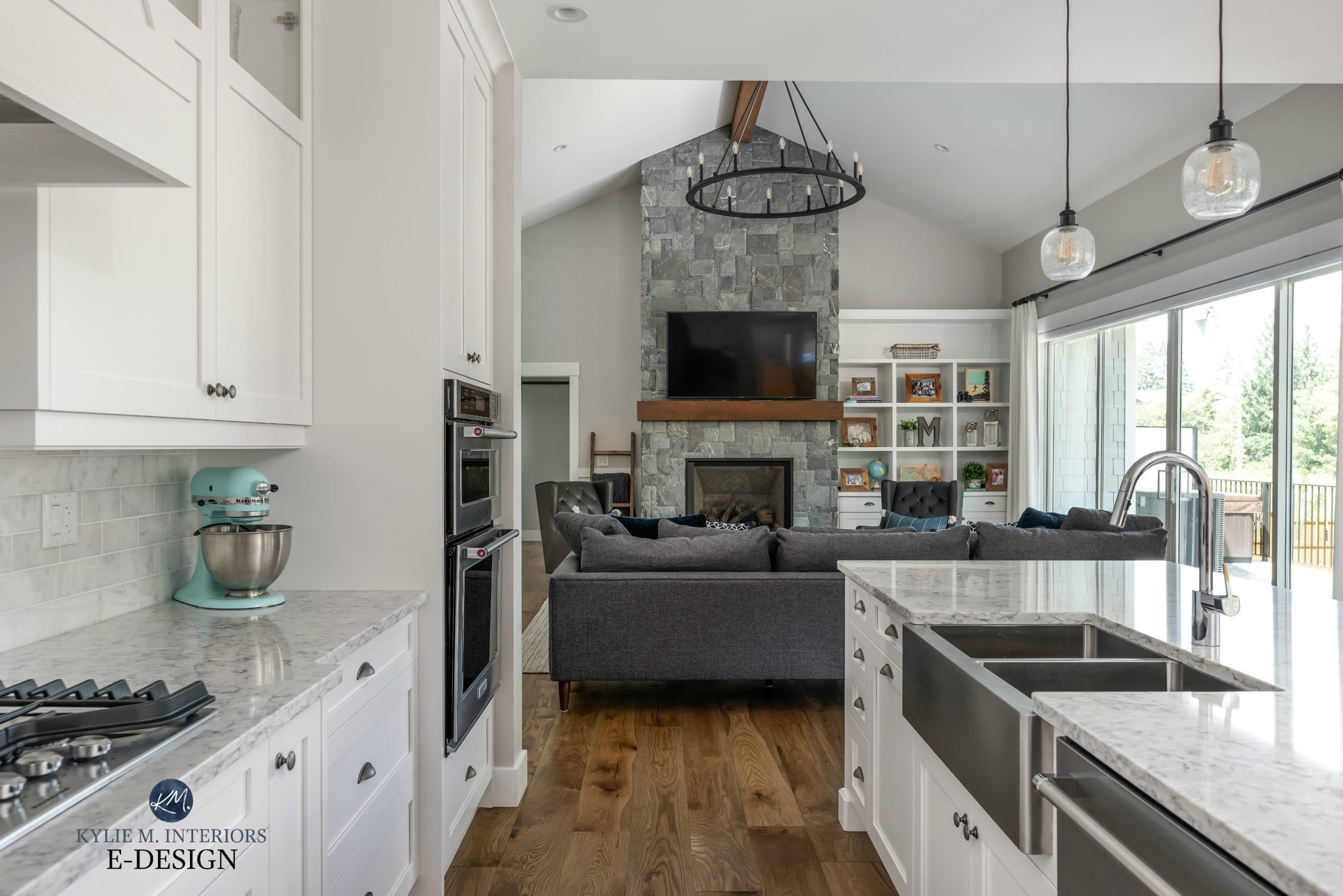 Open concept kitchen and living room, Stonington Gray ...
