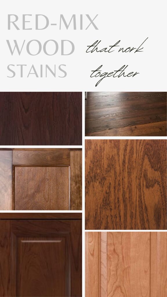 RED PINK WOOD STAINS THAT MATCH, COORDINATE AND ARE DIFFERENT SPECIES, OAK, MAPLE, CHERRY, ALDER. KYLIE M EDESIGN