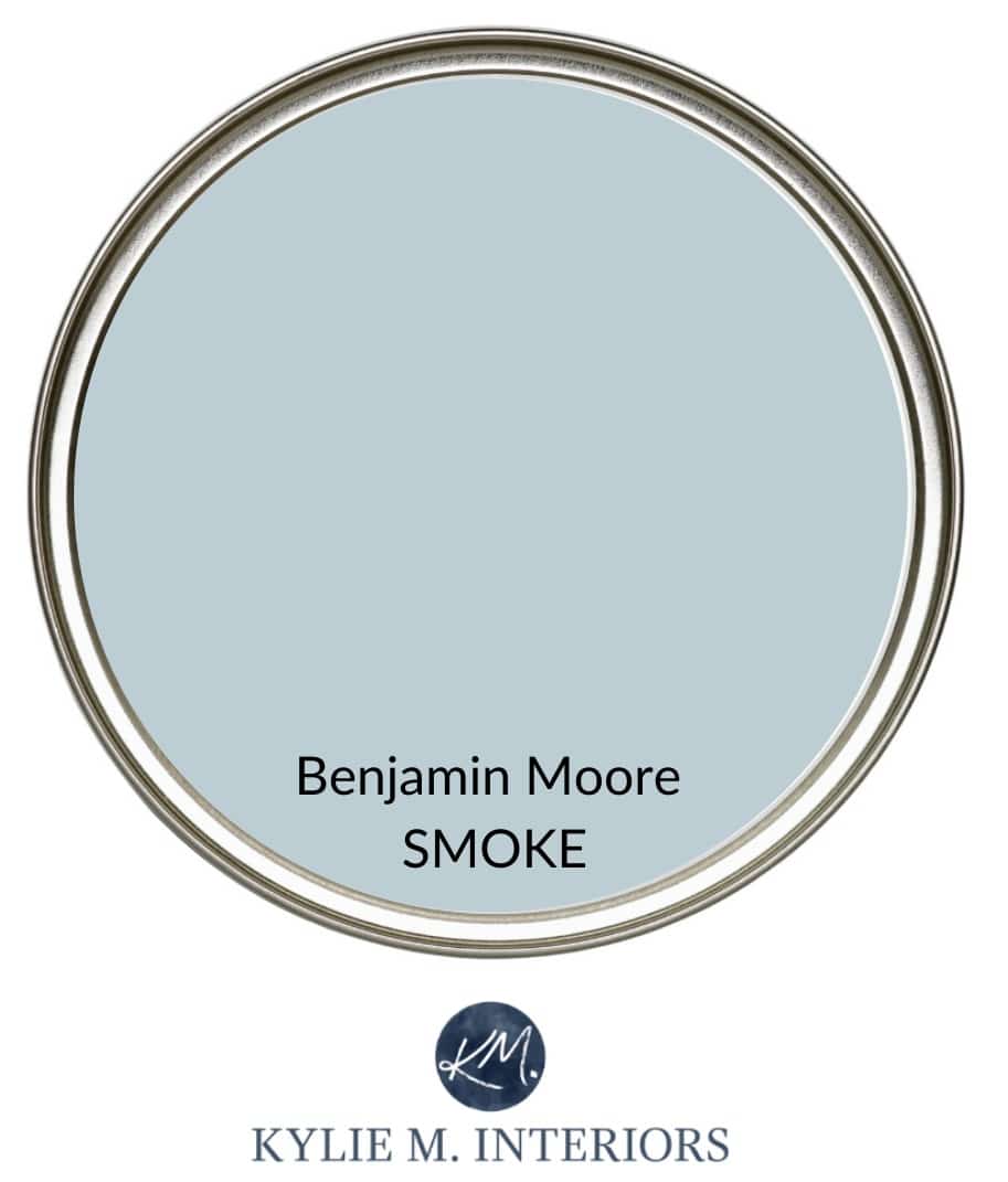 Best calming paint colour for stress free room. Relaxing colour from Benjamin Moore, Smoke, blue-gray. Kylie M Interiors Edesign, online paint color consultant.