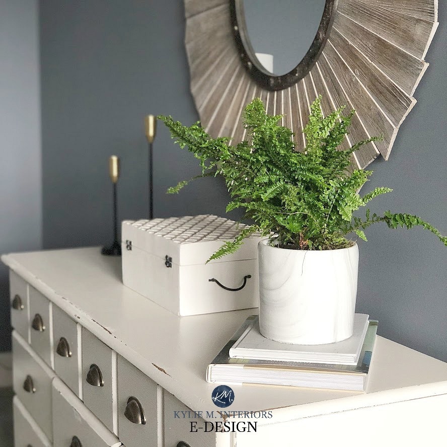 Best dark gray charcoal paint colour with undertones. Benjamin Moore Wolf Gray. Kylie M Interiors Edesign, virtual online paint colour consulting and diy decor blog