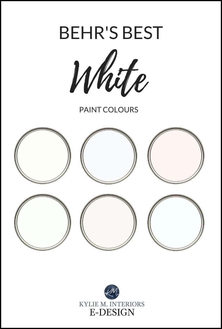 The best popular Behr white and soft white paint colours. Kylie M Interiors Edesign, online paint color consultant