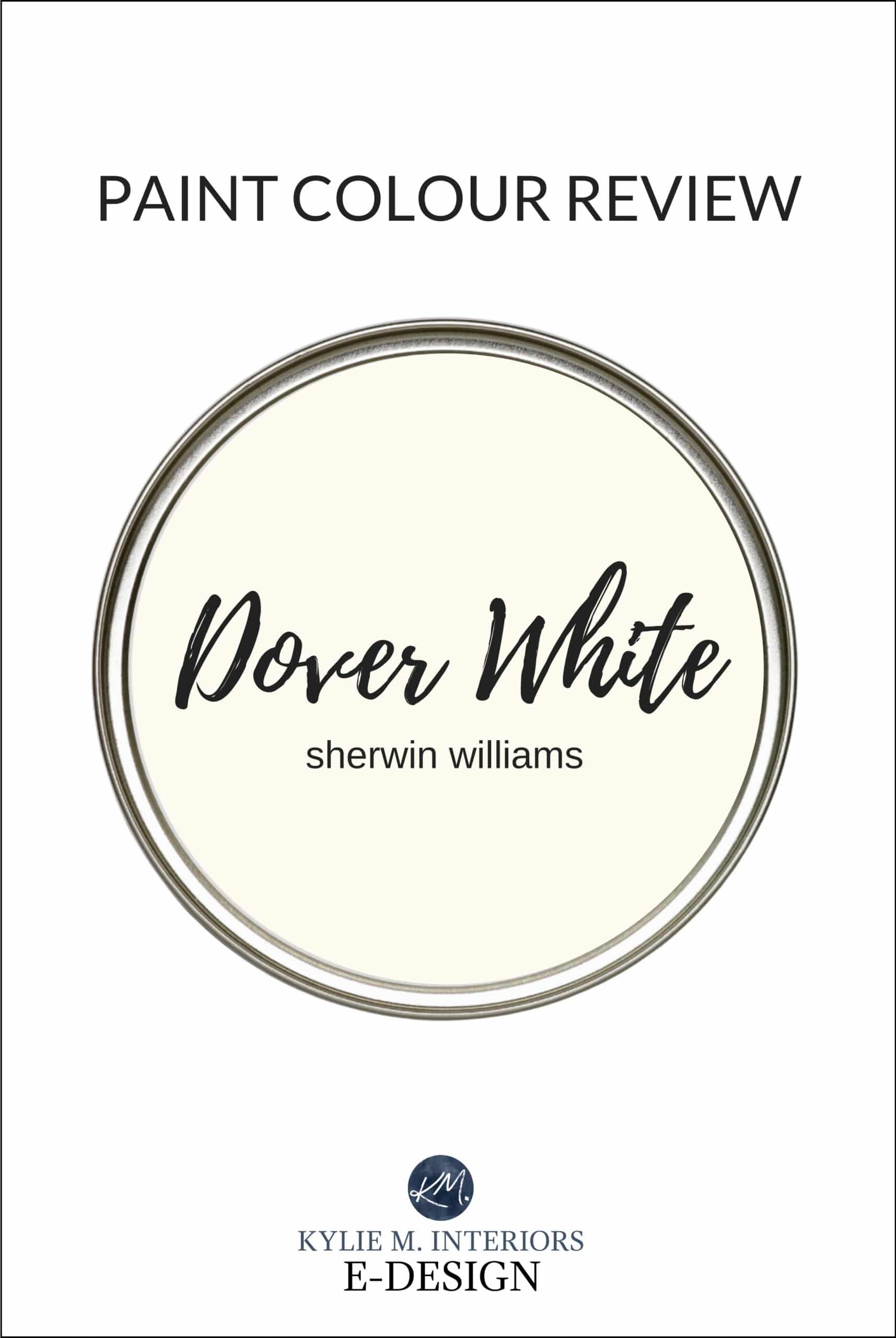 Paint colour review, best warm white creamy paint colour, Sherwin Williams Dover White. Kylie M Interiors Edesign, online paint colour expert and diy decorating blogger