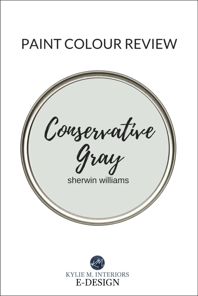 Paint colour review of best gray green paint colour, Sherwin Williams Conversative Gray. Kylie M Interiors Edesign, online paint color consulting and diy decorating advice