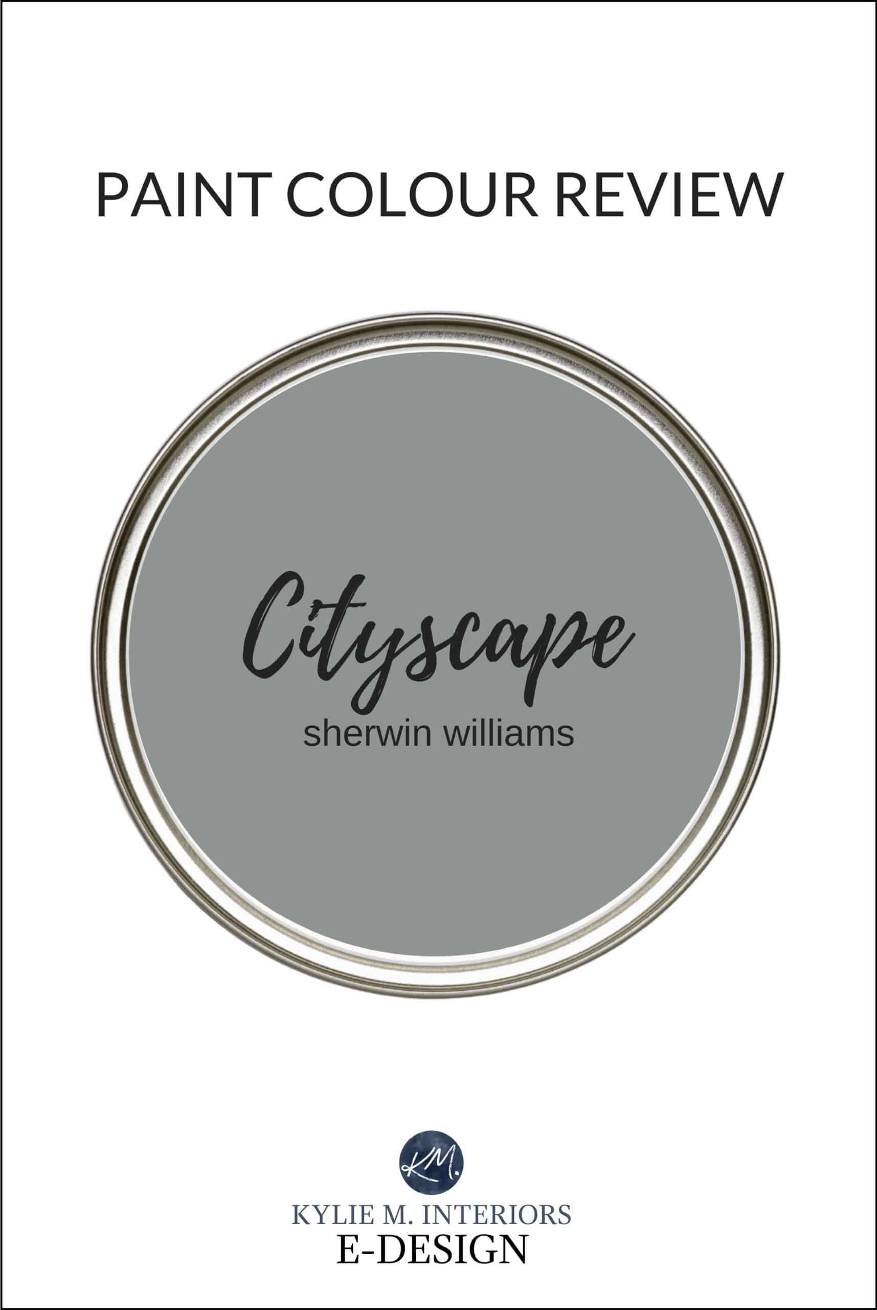Paint colour review, Sherwin Williams Cityscape, best grey or charcoal paint color. Kylie M Interiors Edesign, online paint review and diy decorating advice
