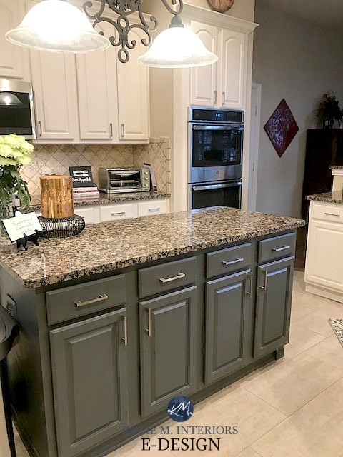 Older Granite Countertops, Grey Kitchen Cabinets With Dark Granite Countertops