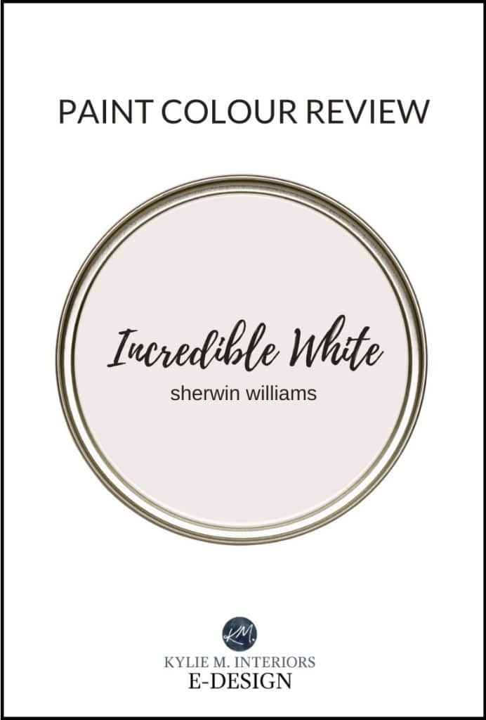 Paint colour review of the best popular off-white paint colour, Sherwin Williams Incredible White. Greige. Kylie M Interiors Edesign, top blogger