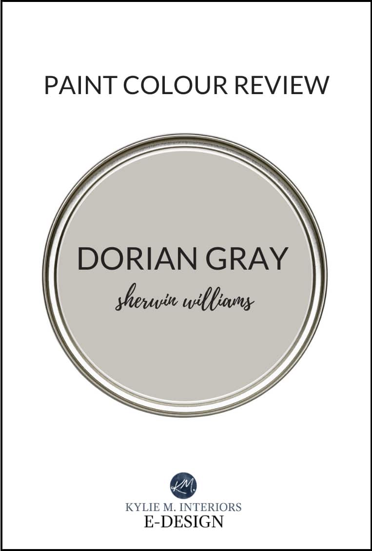 Paint colour review, popular gray paint colour, Sherwin Williams Dorian Gray. Kylie M Interiors Edesign, online paint color advice and diy decorating blogger