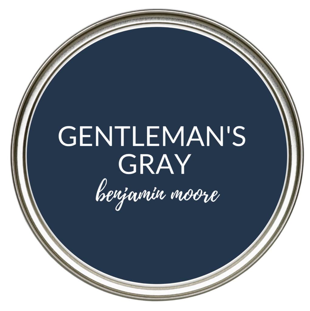 Benjamin Moore Gentleman's Gray, the best navy blue paint colour for kitchen island, lower cabinets, bathroom vanity. Kylie M Interiors Edesign