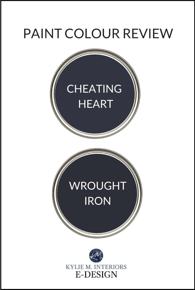 Paint colour review, Benjamin Moore Wrought Iron and Cheating Heart, best navy blue paint colors, by Kylie M Interiors Edesign, diy blogger