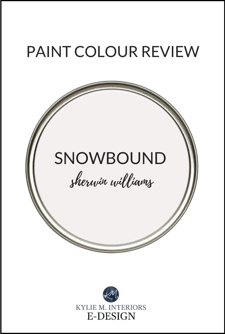 Paint review, Sherwin Williams Snowbound, popular white paint colour. Written by Kylie M Interiors Edesign, diy blogger