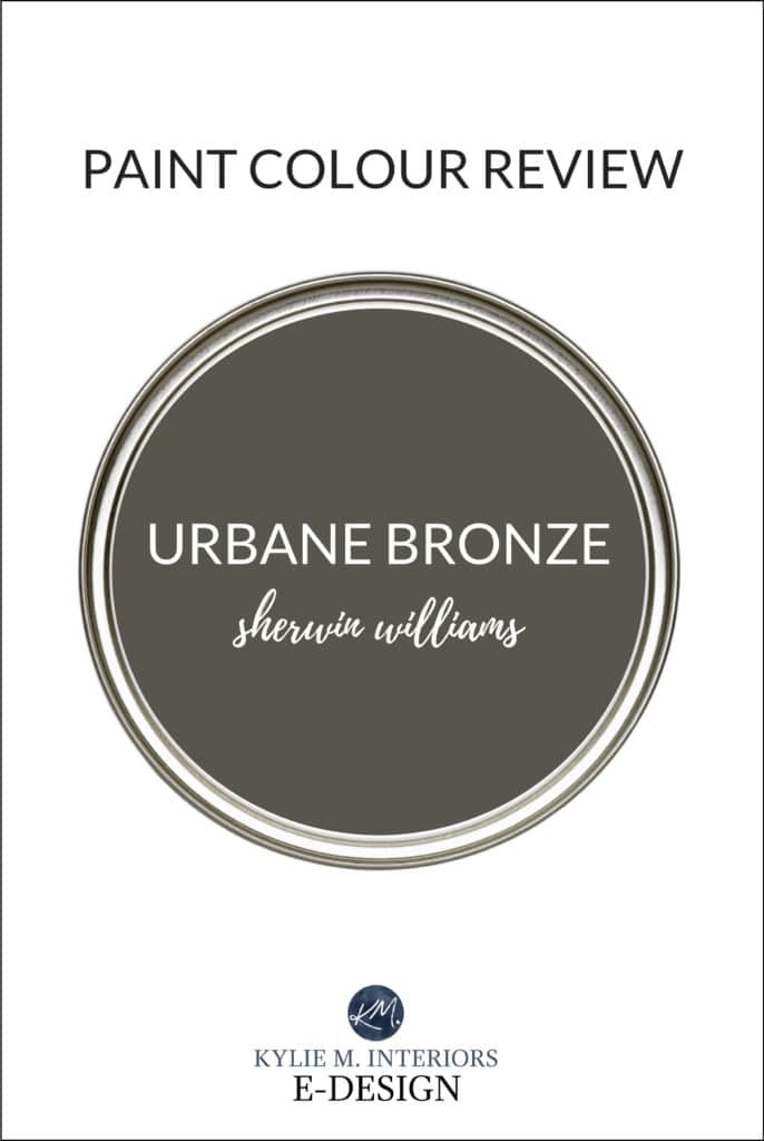 Paint review, Sherwin Williams Urbane Bronze, dark greige paint colour. Color of the Year. Kylie M Interiors edesign, online paint colour and diy decorating and design ideas blog