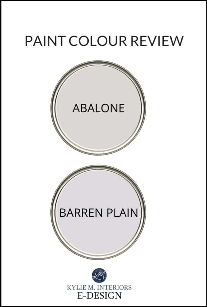 Review Benjamin Moore Barren Plain and Abalone, grey colours with purple undertone. Kylie M Interiors Edesign, diy decorating blogger