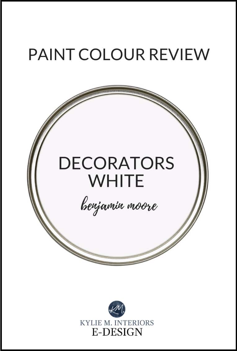 Review, Benjamin Moore Decorators White paint colour. The best white paint color for cabinets, walls, trim and more. Kylie M Interiors E-design, online diy decor and design blogger