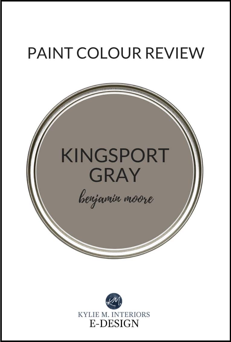 Review, Benjamin Moore Kingsport Gray (greige), one of the best warm neutral paint colors. Kylie M Interiors, Online paint color consulting advice