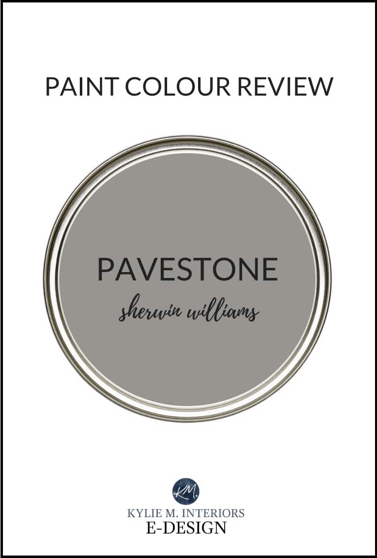Review, Sherwin Williams Pavestone, warm grey greige paint colour. Kylie M Interiors Edesign