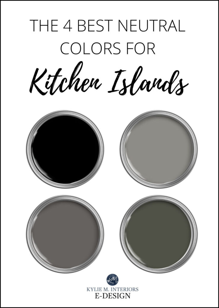 THE BEST NEUTRAL PAINT COLORS FOR KTICHEN ISLAND, BATHROOM VANITY, LOWER CABINETS - GRAY, BLACK, GREIGE, TAUPE. KYLIE M INTERIORS