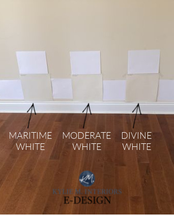 COMPARING Sherwin Williams Moderate White, Divine White, Benjamin Maritime White. Kylie M Interiors edesign