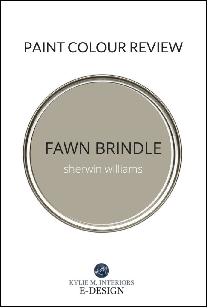 Sherwin Williams Fawn Brindle warm greige taupe paint colour, cabinets or exteriors. Kylie M Interiors Edesign color review
