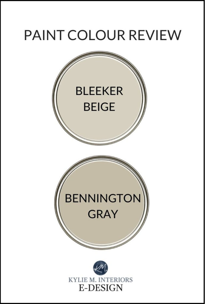 Benjamin Moore Bleeker Beige, Bennington Gray review by Kylie M Interiors, online paint colour advice. Best beige, tan and warm neutral wall and exterior paint colours